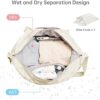 Gym Bag for Women, Sports Travel Duffel Bag with USB Charging Port, Weekender Overnight Bag with Wet Pocket and Shoes Compartment for Women, Travel, Gym, Yoga (Beige) - Image 5