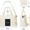 Gym Bag for Women, Sports Travel Duffel Bag with USB Charging Port, Weekender Overnight Bag with Wet Pocket and Shoes Compartment for Women, Travel, Gym, Yoga (Beige) - Image 6