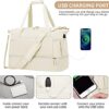 Gym Bag for Women, Sports Travel Duffel Bag with USB Charging Port, Weekender Overnight Bag with Wet Pocket and Shoes Compartment for Women, Travel, Gym, Yoga (Beige) - Image 7