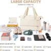 Gym Bag for Women, Sports Travel Duffel Bag with USB Charging Port, Weekender Overnight Bag with Wet Pocket and Shoes Compartment for Women, Travel, Gym, Yoga (Beige) - Image 3