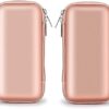 iMangoo Shockproof Carrying Case Hard Protective EVA Case Impact Resistant Travel 12000mAh Bank Pouch Bag USB Cable Organizer Earbuds Pocket Accessory Smooth Coating Zipper Wallet Rose Gold - Image 3