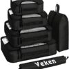 Veken Packing Cubes in 4 Sizes (Extra Large, Large, Medium, Small), 6 Set Luggage Organizer Bags Set for Travel Essentials Travel Must Haves （ Olive Black） - Image 2