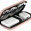 iMangoo Shockproof Carrying Case Hard Protective EVA Case Impact Resistant Travel 12000mAh Bank Pouch Bag USB Cable Organizer Earbuds Pocket Accessory Smooth Coating Zipper Wallet Rose Gold - Image 2