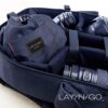 Lay-n-Go Wired Essentials Travel Drawstring Cable Management Storage Organizer & Tech Bag for Electronics, Chargers, Headphones, Accessories, Durable Patented Design, 19 inch, Black With Blue Trim - Image 3