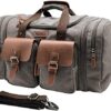 Wildroad 50L Travel Duffel Bag, Expandable Canvas Genuine Leather Duffle Bag Upgraded Overnight Weekender Bag Carry on Bag - Image 2