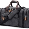 Gonex Canvas Duffle Bag for Travel 50L Expandable Duffel Weekend Overnight Bag men (Dark Gray) - Image 2