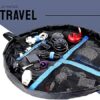 Lay-n-Go Wired Essentials Travel Drawstring Cable Management Storage Organizer & Tech Bag for Electronics, Chargers, Headphones, Accessories, Durable Patented Design, 19 inch, Black With Blue Trim - Image 5