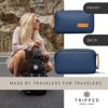 TRIPPED Travel Gear Tech Bag Organizer - Small Electronics Organizer Pouch for Travel - Premium Travel Case with Leather Accents - Mesh Pocket for Cables, Cords and Chargers (Navy) - Image 10