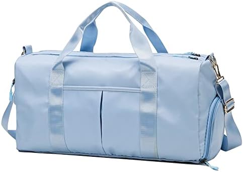 Gym Bag for Women and Men, Lightweight Duffel Bag for Sports, Gyms, Swimming, Yoga and Weekend Getaway, Waterproof Tote Bags with Wet Pocket and Shoes Compartment (Light Blue) - Image 2