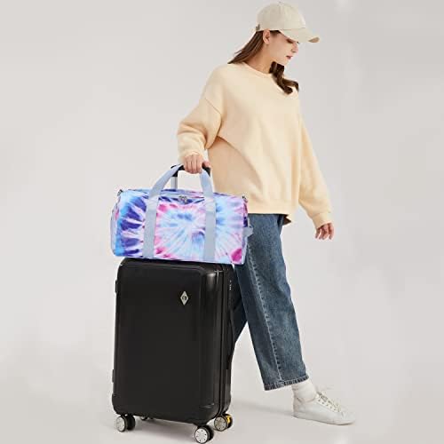 Abshoo Sports Gym Bag for Girls Teen Weekender Carry On Women Travel Duffel Bag with Shoe Compartment (Tie Dye D) Medium - Image 6