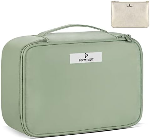 Pocmimut Cosmetic Bag for Women Cosmetic Travel Makeup Bag Large Travel Toiletry Bag for Girls Brush Bags, Reusable(Green) - Image 2