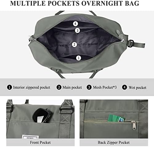 Travel Duffel Bag for Women, Overnight Weekender Bag with Wet Pocket & Trolley Sleeve, Carry On Tote for Sports Gym ,Green - Image 4