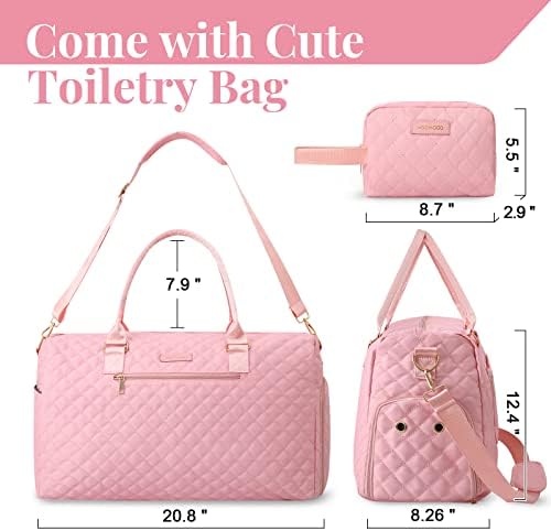 WOOMADA Travel Duffle Bag, Weekender Bag for women with Toiletry Bag, Carry-on Overnight Bag with Shoe Compartment, Gym Bag with Wet Pocket, Mommy Hospital Bags for Labor and Delivery(Pink2) - Image 3