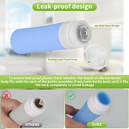 ZEFAN Travel Bottles Set, 3oz Leak Proof Refillable Silicone Travel Bottles Kit, Travel Accessories Toiletries Set,Perfect for Shampoo Conditioner Lotion Body Wash (3oz/80ml, Macaroon colours) - Image 7