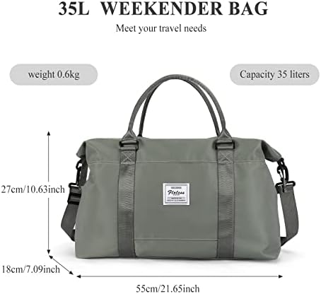 Travel Duffel Bag for Women, Overnight Weekender Bag with Wet Pocket & Trolley Sleeve, Carry On Tote for Sports Gym ,Green - Image 5