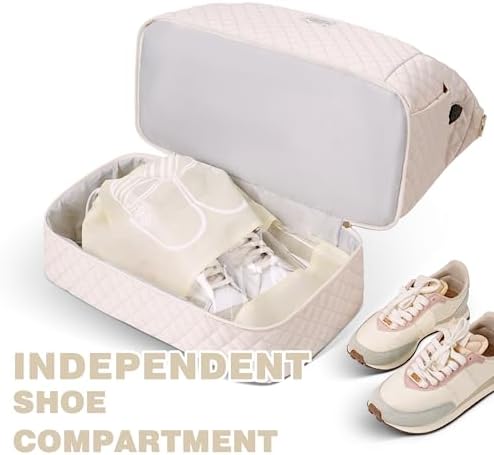 ETRONIK Travel Bag for Women, Gym Duffel Bag with USB Charging Port, Weekender Overnight Bag with Wet Pocket and Shoes Compartment for Women Travel Gym Daily Use (Beige) - Image 5
