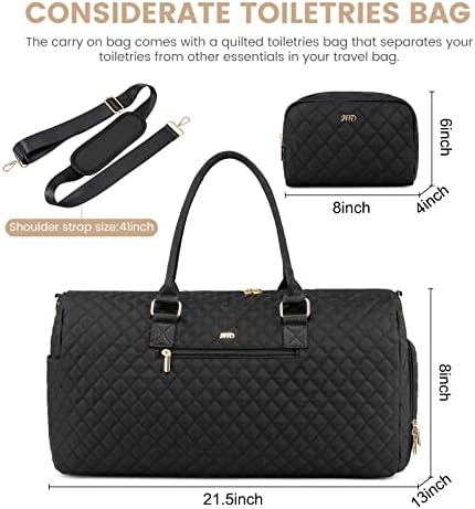 JFFD Weekender Bag for Women, Quilted Travel Duffle Bag with Toiletry Bag,Carry on Overnight Bag with Shoe Compartment, Gym Duffel Bag with Wet Pocket, Mommy Hospital Bags for Labor and Delivery - Image 3