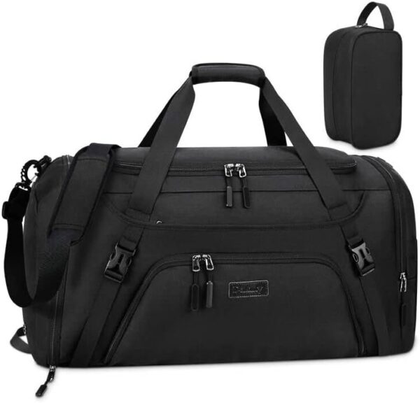 Gym Duffle Bag for Women Men 55L Waterproof Sports Bags Travel Duffel Bags with Shoe Compartment,Wet Pocket Large Weekender Overnight Bag with Toiletry Bag,Black - Image 2