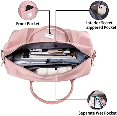 Large Travel Duffel Bag for Women,Weekend Tote Bag,Waterproof Sports Gym Bag with Separate Wet Pocket,Weekender Carry on Overnight Hospital Shoulder Bags for Labor and Delivery,with Trolley Sleeve - Image 3