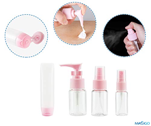 MAGIGO Pink Toiletries Leak Proof Travel Bottle Set (16 Pack), TSA Approved Airline Carry-On with Clear Bags for Women - Image 6