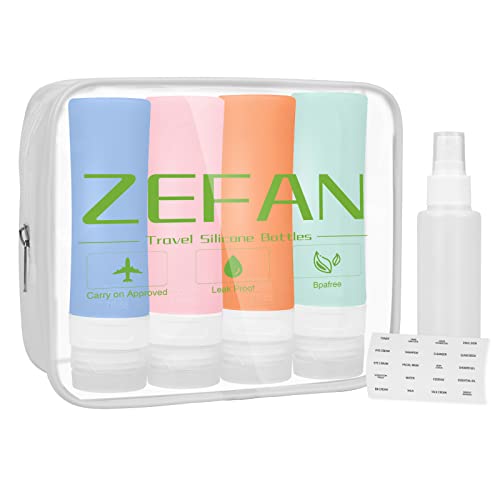 ZEFAN Travel Bottles Set, 3oz Leak Proof Refillable Silicone Travel Bottles Kit, Travel Accessories Toiletries Set,Perfect for Shampoo Conditioner Lotion Body Wash (3oz/80ml, Macaroon colours) - Image 2