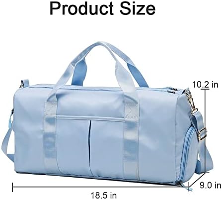 Gym Bag for Women and Men, Lightweight Duffel Bag for Sports, Gyms, Swimming, Yoga and Weekend Getaway, Waterproof Tote Bags with Wet Pocket and Shoes Compartment (Light Blue) - Image 3