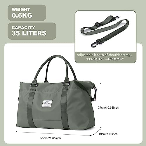 Weekender Bags for Women,Personal Item Travel Bag,Overnight Bag Gym Bag with Wet Pocket & Trolley Sleeve,Carry On Travel Tote Bag Duffel Bag,Green - Image 3