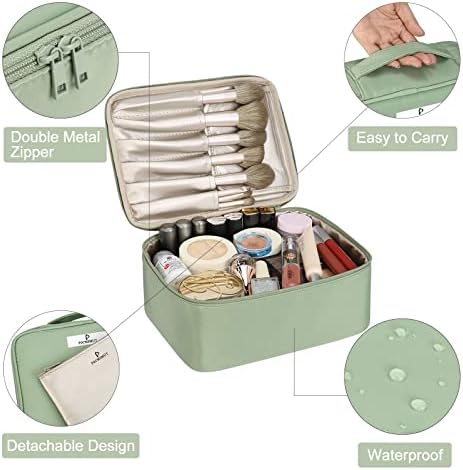 Pocmimut Cosmetic Bag for Women Cosmetic Travel Makeup Bag Large Travel Toiletry Bag for Girls Brush Bags, Reusable(Green) - Image 8