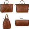 BAOSHA Leather Travel Duffel Tote Bag Overnight Weekender Bag Oversized for Men and Women HB-14 (Brown) - Image 4