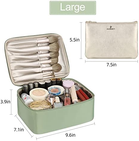 Pocmimut Cosmetic Bag for Women Cosmetic Travel Makeup Bag Large Travel Toiletry Bag for Girls Brush Bags, Reusable(Green) - Image 6