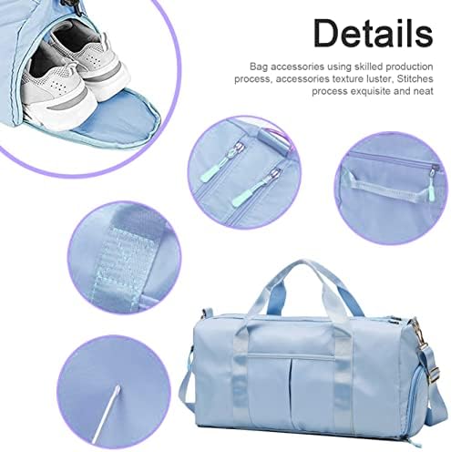 Gym Bag for Women and Men, Lightweight Duffel Bag for Sports, Gyms, Swimming, Yoga and Weekend Getaway, Waterproof Tote Bags with Wet Pocket and Shoes Compartment (Light Blue) - Image 5