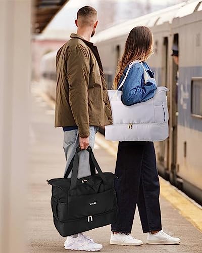 Duffle Bag Women Travel, Weekender Bag with Shoe Compartment, Overnight Bag with Toiletry Bag, Gym Bag Carry on Duffel Bag for Women, Men, Travel, Workout, Yoga, Sport (Black) - Image 8