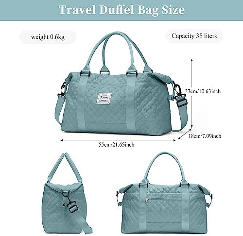 Travel Duffel Bag for Women, Overnight Weekender Bag with Wet Pocket & Trolley Sleeve, Carry On Tote Bag Sports Gym Bag,Pale Blue - Image 6