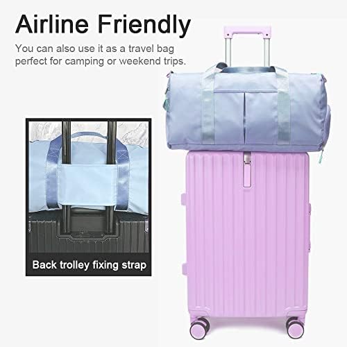 Gym Bag for Women and Men, Lightweight Duffel Bag for Sports, Gyms, Swimming, Yoga and Weekend Getaway, Waterproof Tote Bags with Wet Pocket and Shoes Compartment (Light Blue) - Image 6