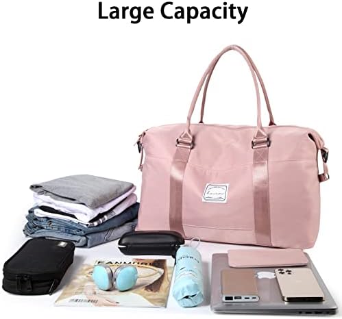 Large Travel Duffel Bag for Women,Weekend Tote Bag,Waterproof Sports Gym Bag with Separate Wet Pocket,Weekender Carry on Overnight Hospital Shoulder Bags for Labor and Delivery,with Trolley Sleeve - Image 7