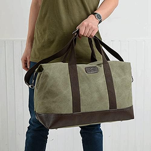 Classic Weekender Overnight Duffel Bag Canvas Leather Carry on Travel Tote (ArmyGreen) - Image 3