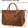 BAOSHA Leather Travel Duffel Tote Bag Overnight Weekender Bag Oversized for Men and Women HB-14 (Brown) - Image 3