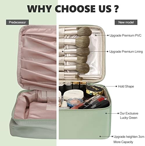 Pocmimut Cosmetic Bag for Women Cosmetic Travel Makeup Bag Large Travel Toiletry Bag for Girls Brush Bags, Reusable(Green) - Image 3