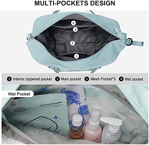 Sport Travel Duffle Bag Large Gym Tote Bag for Women, Weekender Bag Carry on Bag for Airplane, Ladies Beach Bag Overnight Bag Waterproof Bag Luggage Bag with Wet Bag - Image 5
