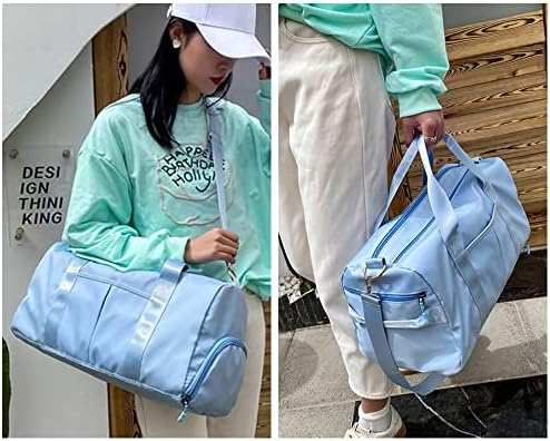 Gym Bag for Women and Men, Lightweight Duffel Bag for Sports, Gyms, Swimming, Yoga and Weekend Getaway, Waterproof Tote Bags with Wet Pocket and Shoes Compartment (Light Blue) - Image 8