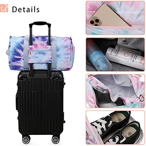 Abshoo Sports Gym Bag for Girls Teen Weekender Carry On Women Travel Duffel Bag with Shoe Compartment (Tie Dye D) Medium - Image 4