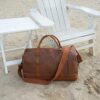 BAOSHA Leather Travel Duffel Tote Bag Overnight Weekender Bag Oversized for Men and Women HB-14 (Brown) - Image 8