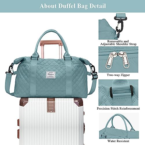 Travel Duffel Bag for Women, Overnight Weekender Bag with Wet Pocket & Trolley Sleeve, Carry On Tote Bag Sports Gym Bag,Pale Blue - Image 7