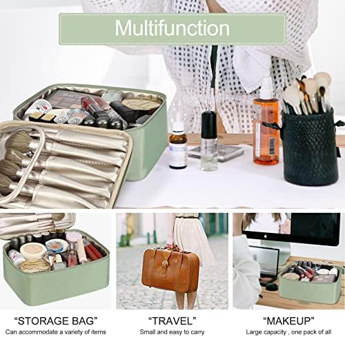 Pocmimut Cosmetic Bag for Women Cosmetic Travel Makeup Bag Large Travel Toiletry Bag for Girls Brush Bags, Reusable(Green) - Image 10