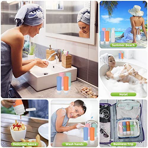 ZEFAN Travel Bottles Set, 3oz Leak Proof Refillable Silicone Travel Bottles Kit, Travel Accessories Toiletries Set,Perfect for Shampoo Conditioner Lotion Body Wash (3oz/80ml, Macaroon colours) - Image 5