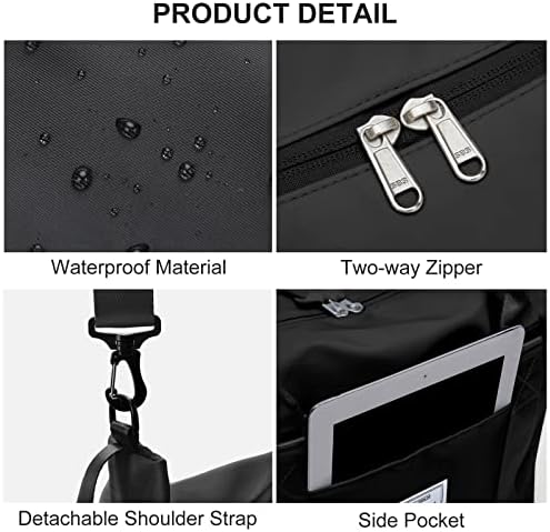 Weekender Duffel Bags for Women Men, Travel Totes Bag for Airplane, Cute Sports Gym Dance Bag Overnight Luggage Bag with Wet Pocket, Carry On Hospital Bag for Labor and Delivery (Large Black) - Image 6