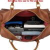 BAOSHA Leather Travel Duffel Tote Bag Overnight Weekender Bag Oversized for Men and Women HB-14 (Brown) - Image 6
