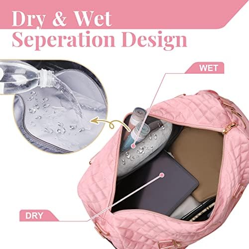 WOOMADA Travel Duffle Bag, Weekender Bag for women with Toiletry Bag, Carry-on Overnight Bag with Shoe Compartment, Gym Bag with Wet Pocket, Mommy Hospital Bags for Labor and Delivery(Pink2) - Image 4