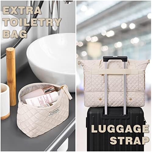 ETRONIK Travel Bag for Women, Gym Duffel Bag with USB Charging Port, Weekender Overnight Bag with Wet Pocket and Shoes Compartment for Women Travel Gym Daily Use (Beige) - Image 6