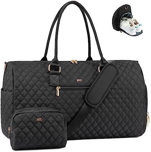 JFFD Weekender Bag for Women, Quilted Travel Duffle Bag with Toiletry Bag,Carry on Overnight Bag with Shoe Compartment, Gym Duffel Bag with Wet Pocket, Mommy Hospital Bags for Labor and Delivery - Image 2
